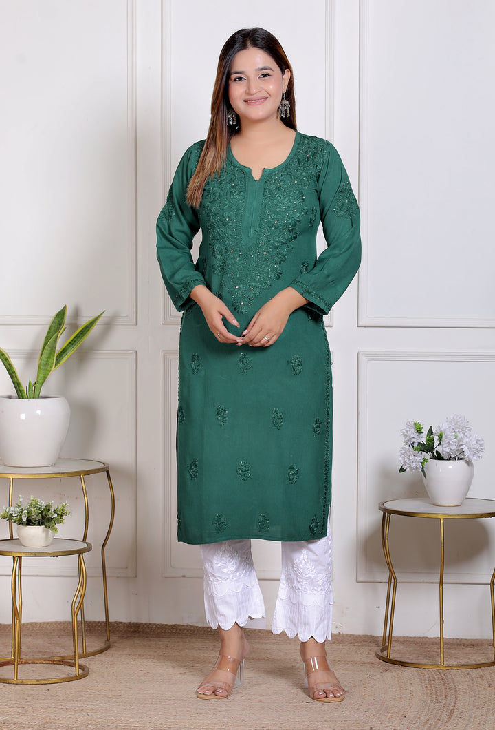 Alicia Rayon Chikankari Long Kurti