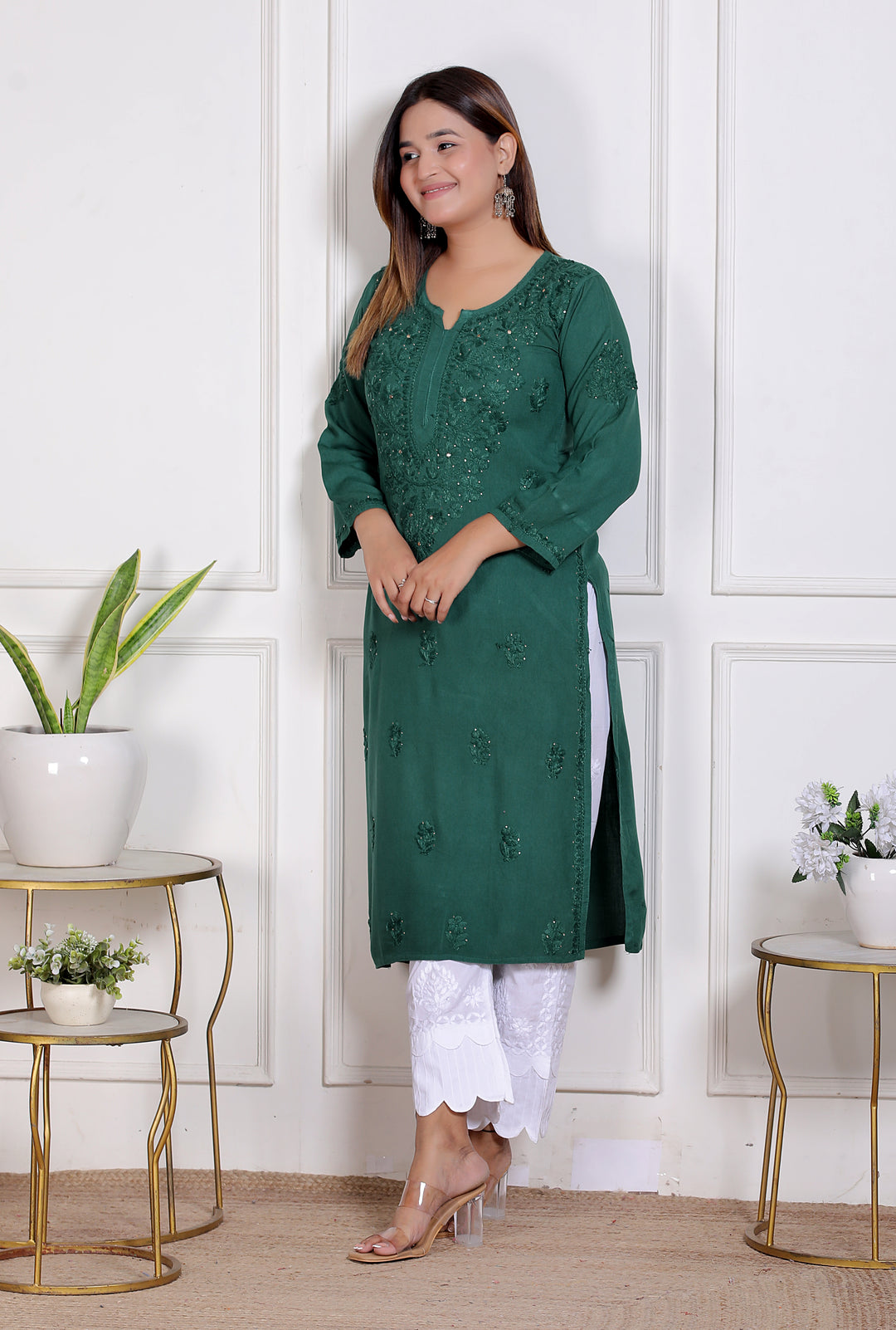 Alicia Rayon Chikankari Long Kurti