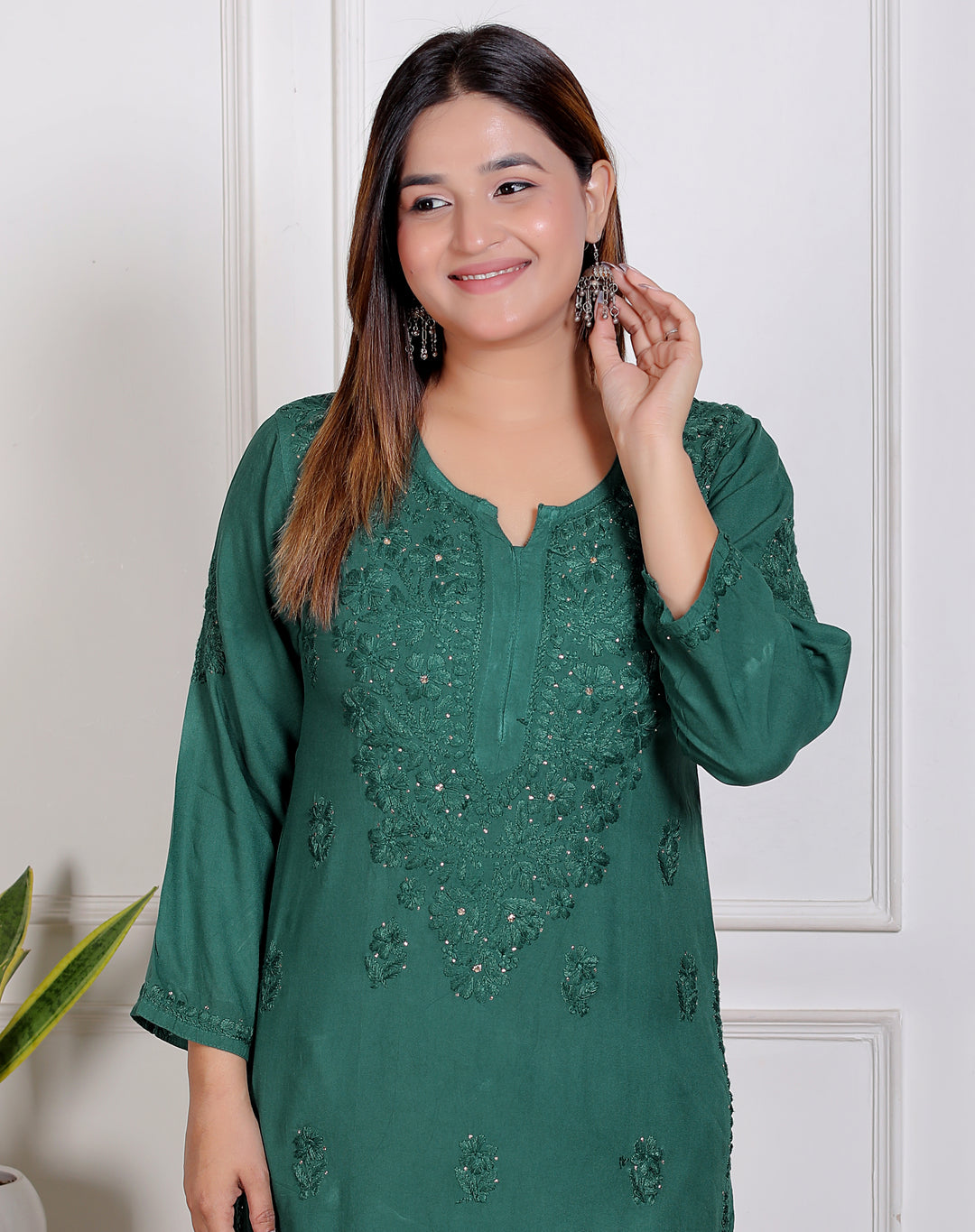 Alicia Rayon Chikankari Long Kurti