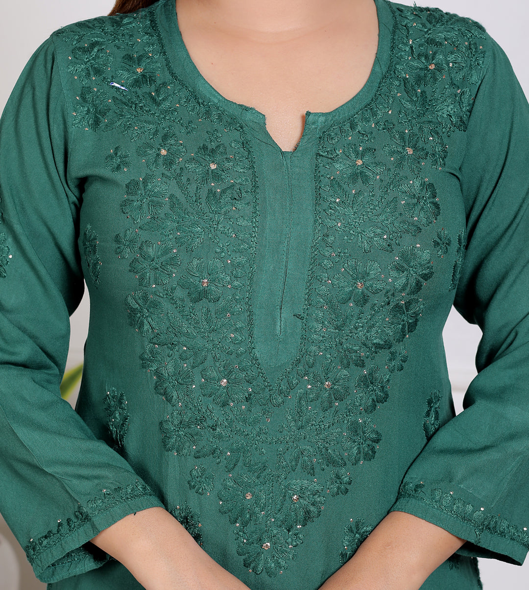 Alicia Rayon Chikankari Long Kurti