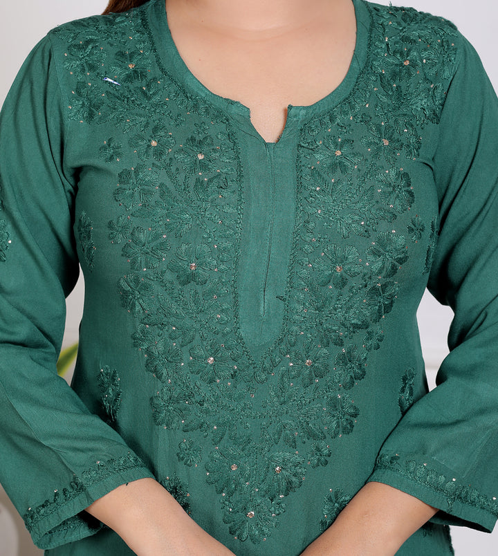 Alicia Rayon Chikankari Long Kurti