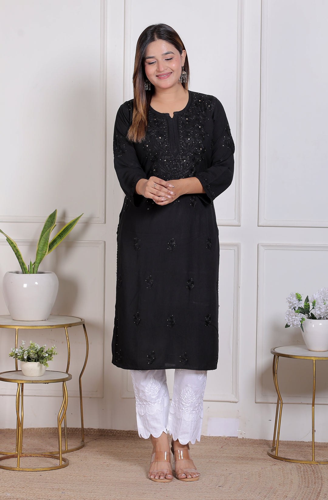 Alicia Rayon Chikankari Long Kurti