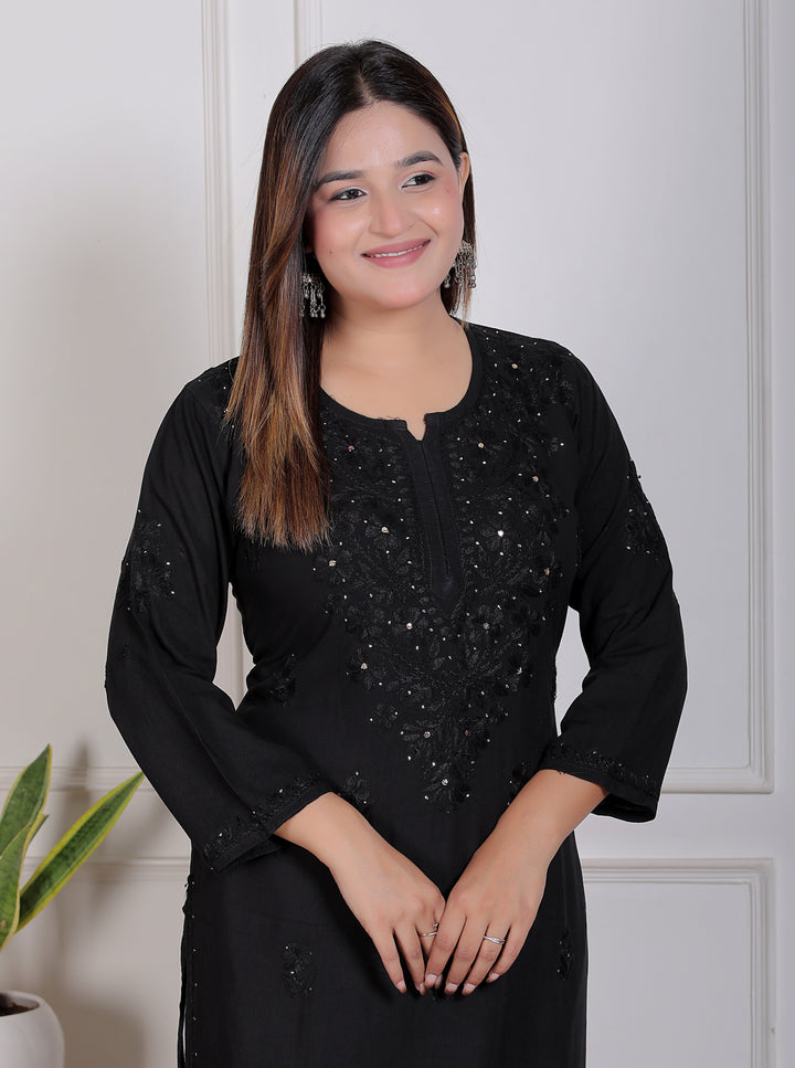 Alicia Rayon Chikankari Long Kurti