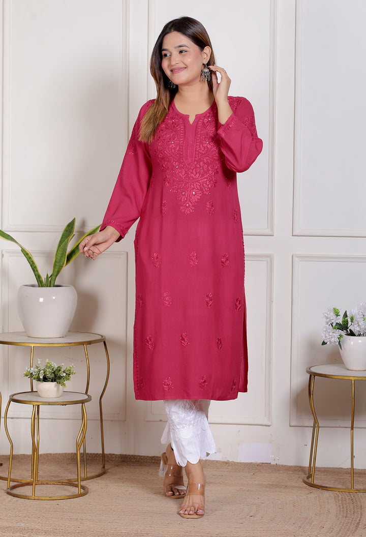 Alicia Rayon Chikankari Long Kurti