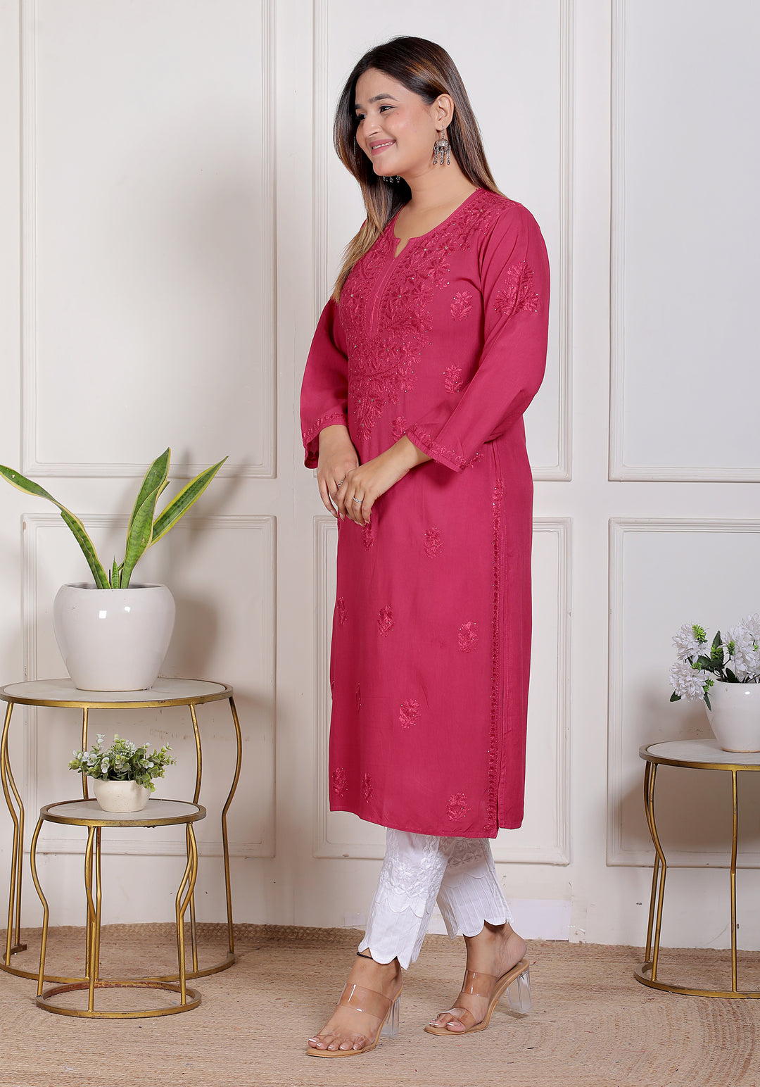 Alicia Rayon Chikankari Long Kurti