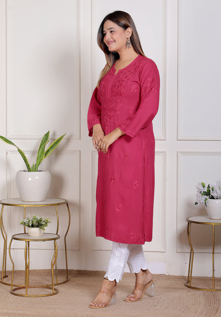 Alicia Rayon Chikankari Long Kurti