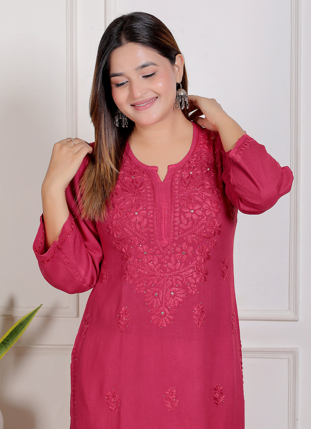 Alicia Rayon Chikankari Long Kurti