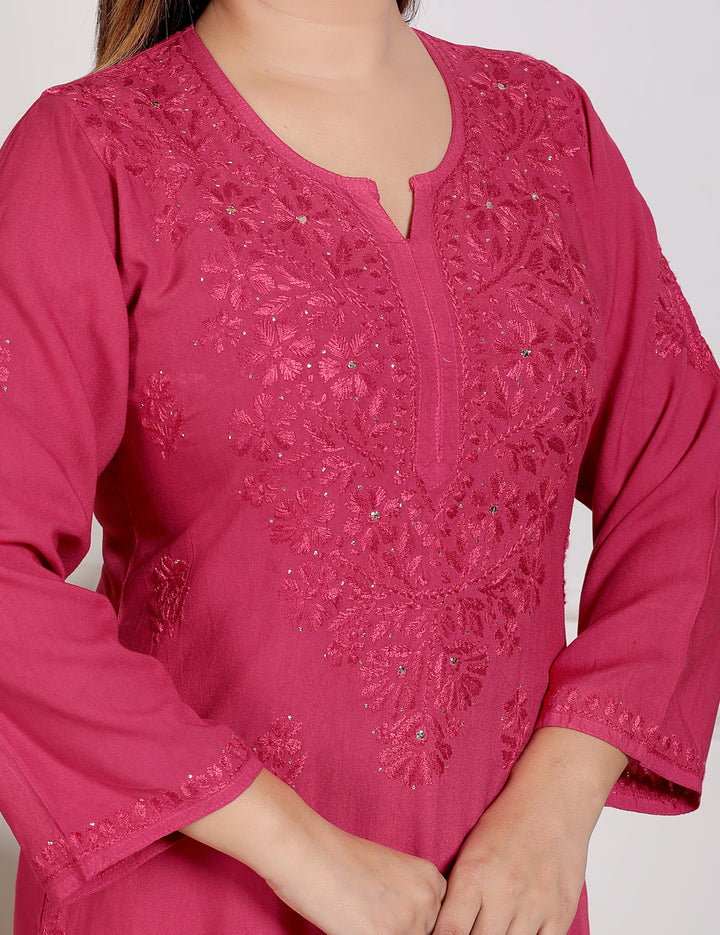 Alicia Rayon Chikankari Long Kurti