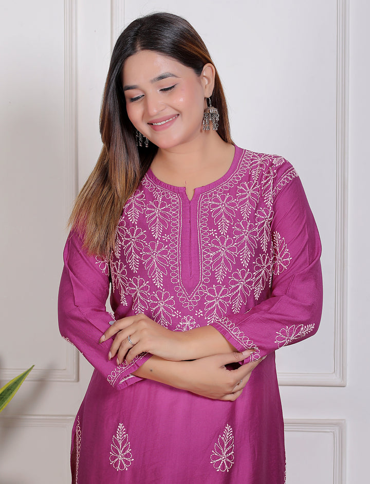 MAHEK CHANDERI CHIKANKARI KURTI