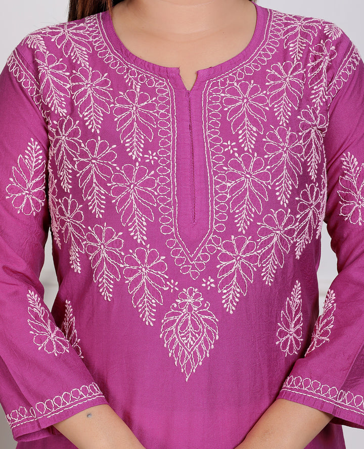 MAHEK CHANDERI CHIKANKARI KURTI
