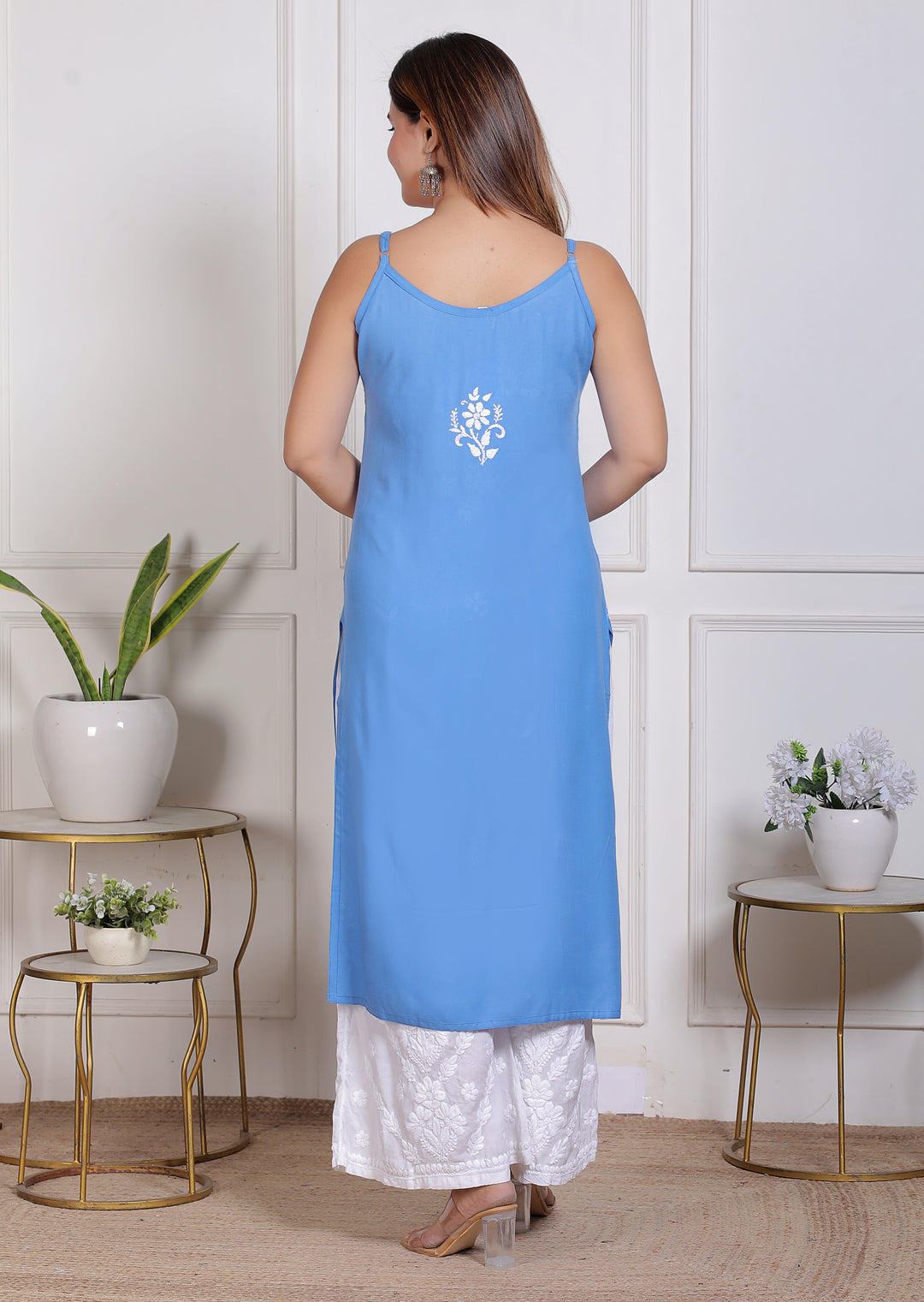 Raima Chikankari Spaghetti rayon long kurti