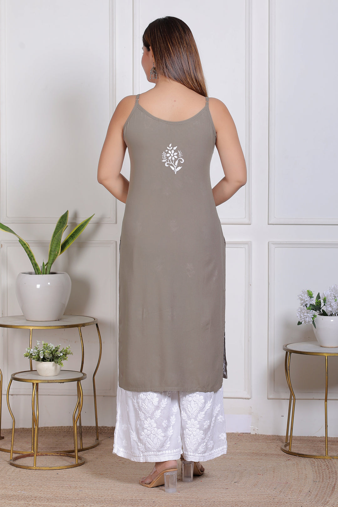 Raima Chikankari Spaghetti rayon long kurti