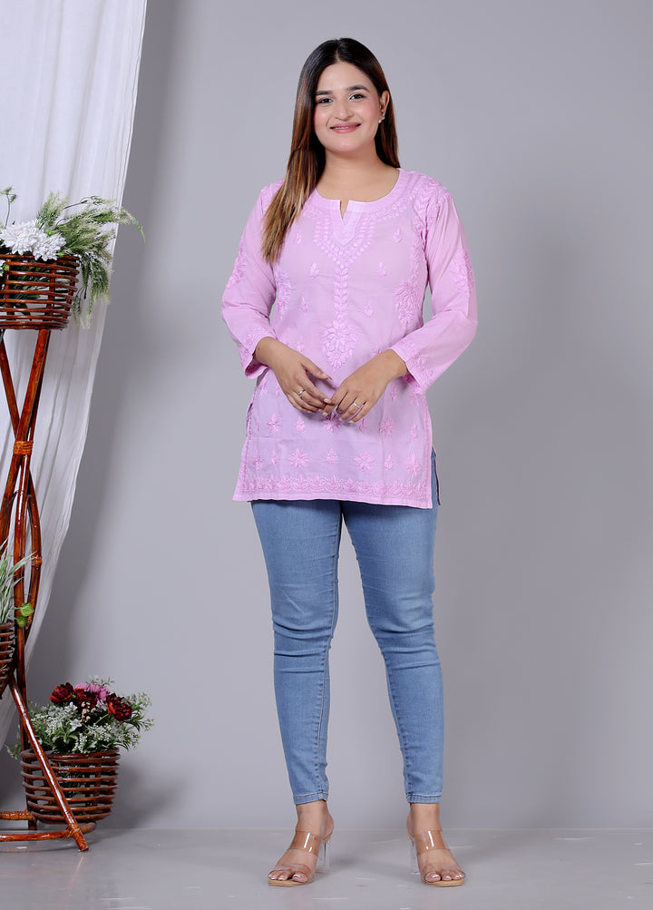 Haniya Cotton Chikankari Short Kurti