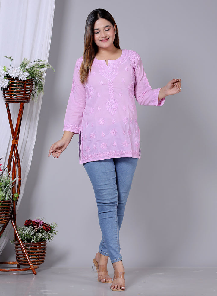 Haniya Cotton Chikankari Short Kurti