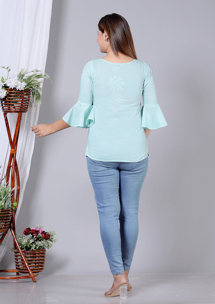 Cotton Chikankari Bell sleeves Top