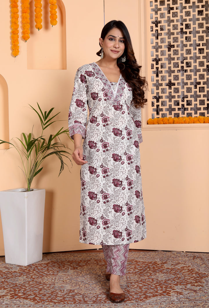 ANSHIKA PRINTED COTTON DRESS WITH DUPATTA