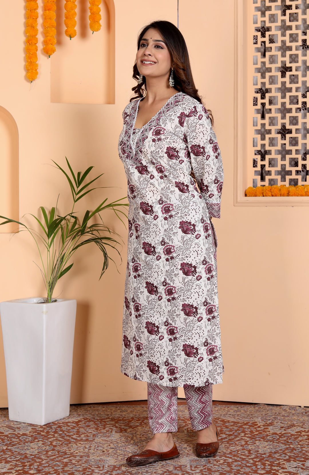 ANSHIKA PRINTED COTTON DRESS WITH DUPATTA