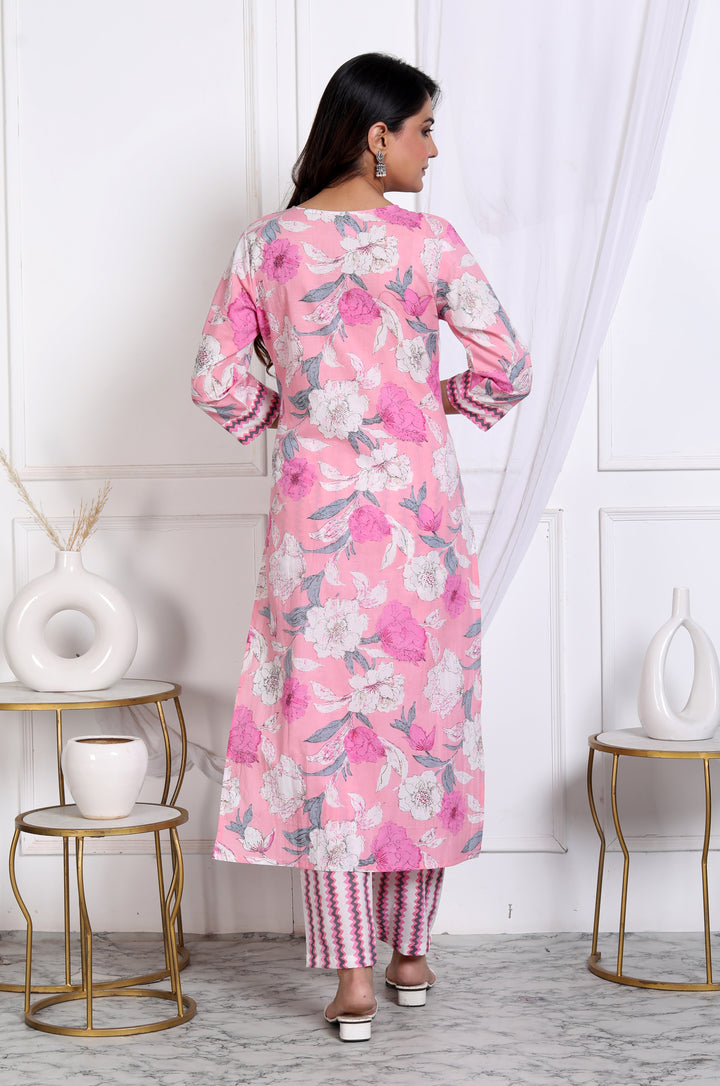 SUNAINA PRINTED 3 PIECE SUIT PINK