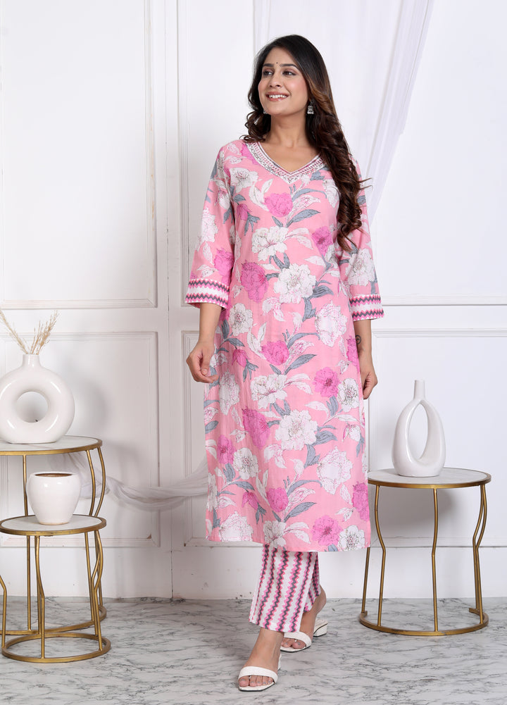 SUNAINA PRINTED 3 PIECE SUIT PINK