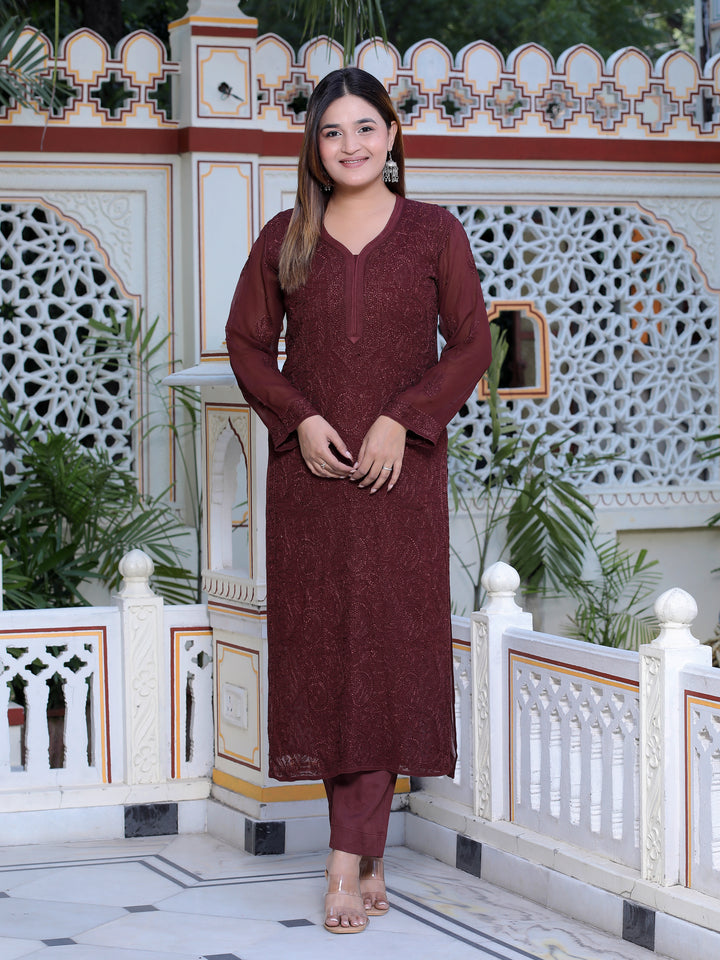 Classic Viscose Chikankari Long Kurti