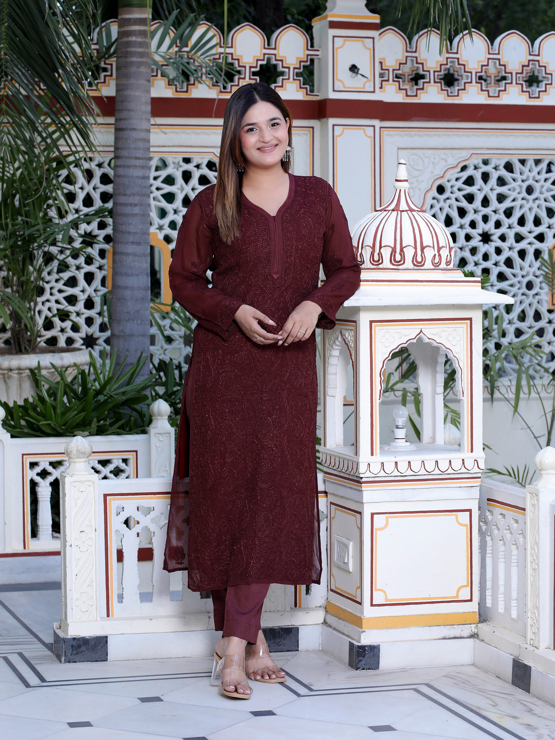 Classic Viscose Chikankari Long Kurti