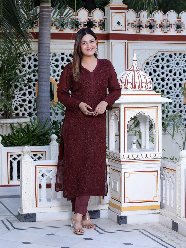 Classic Viscose Chikankari Long Kurti