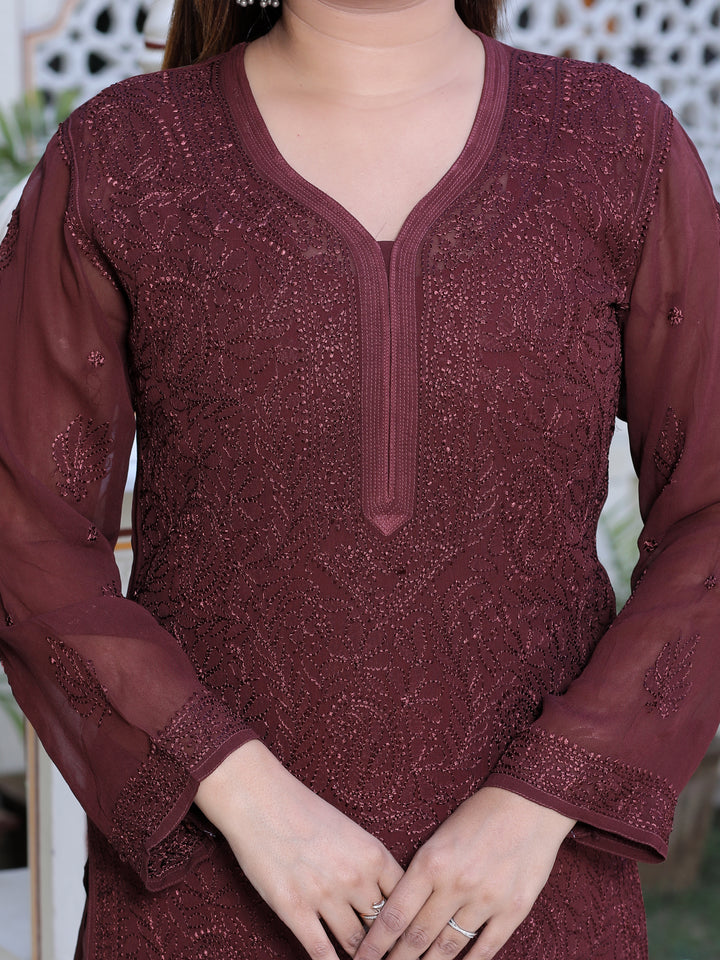 Classic Viscose Chikankari Long Kurti