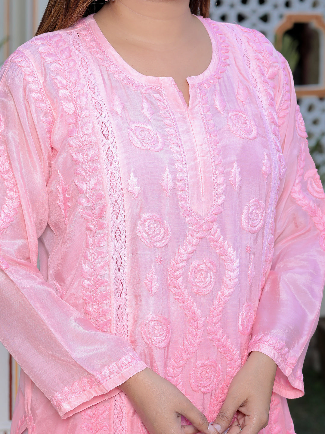 Naazia Muslin Chikankari Long Kurti