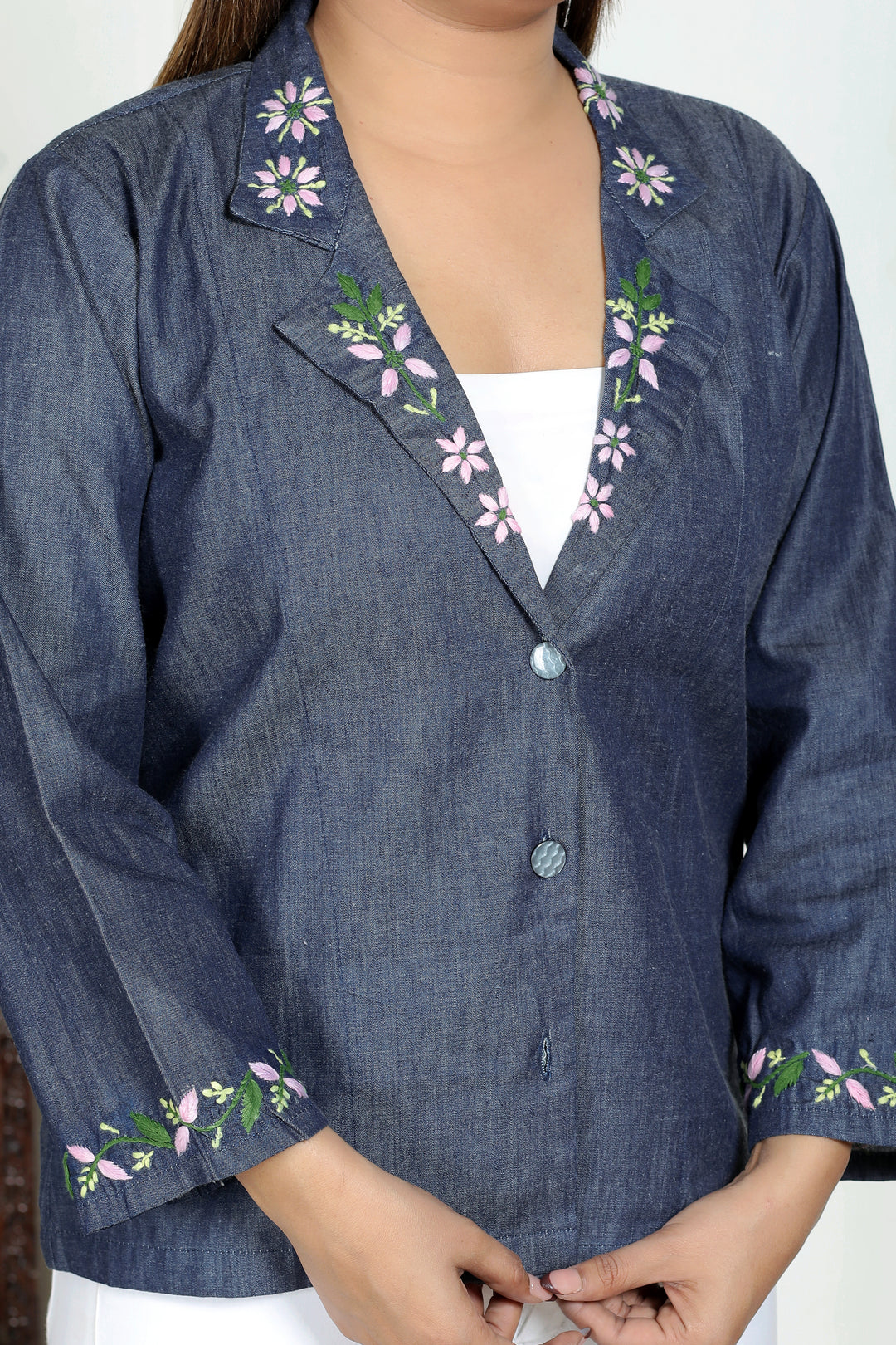 Chikankari Denim Jacket