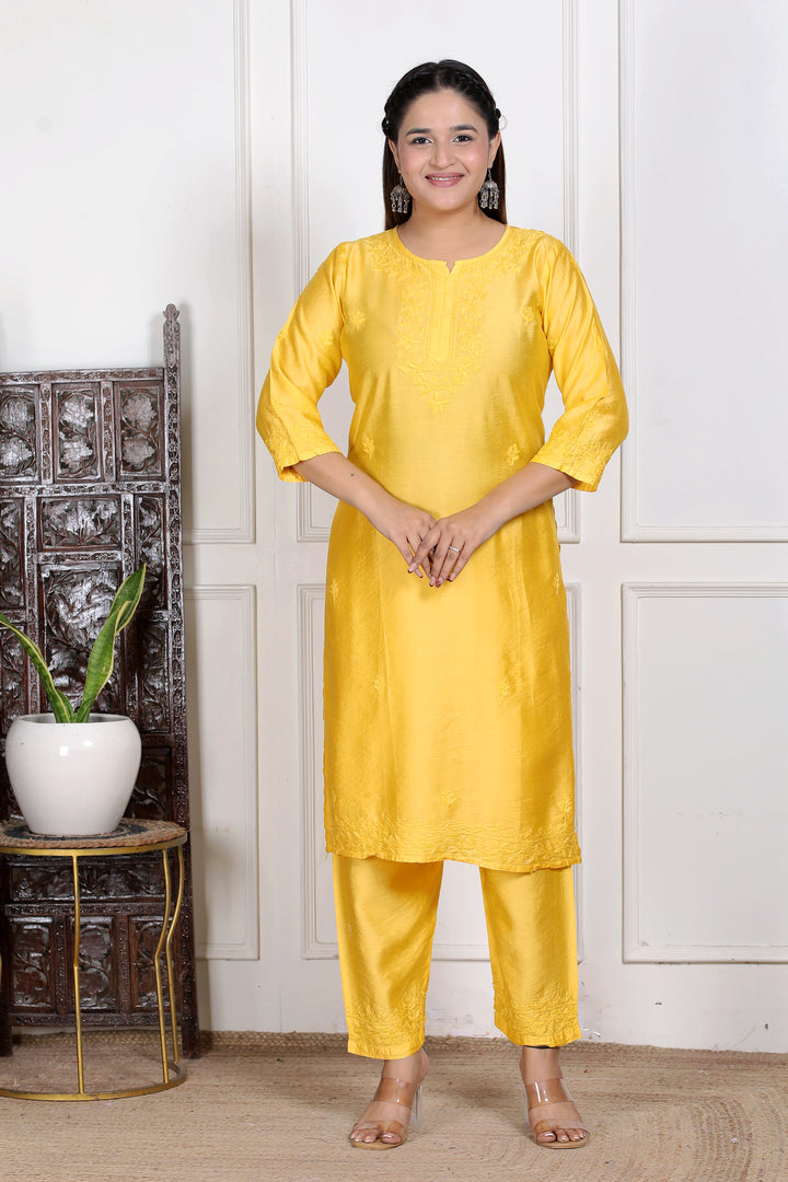 Shaina Chanderi Chikankari 3 Piece Set