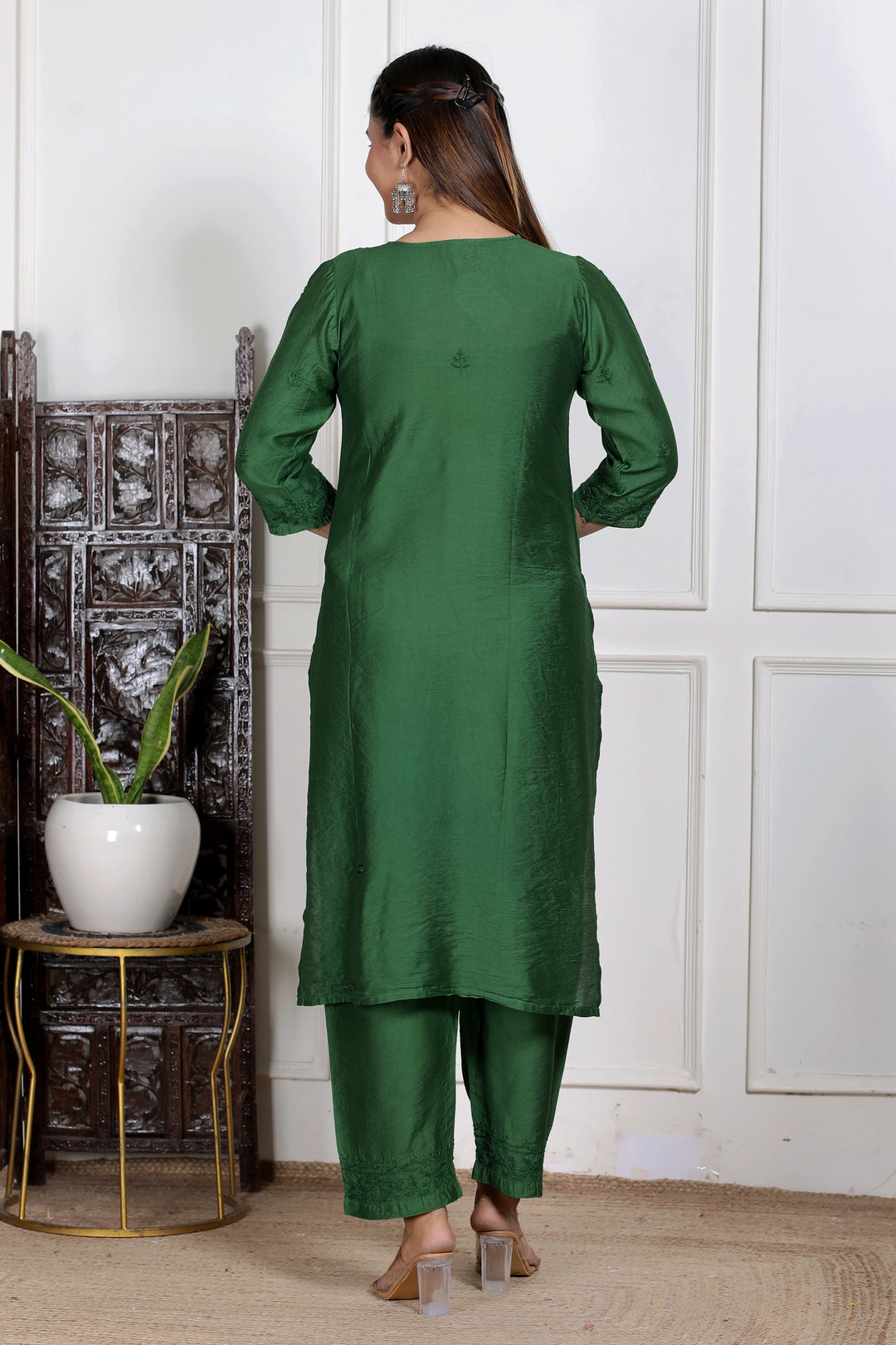 Shaina Chanderi Chikankari 3 Piece Set
