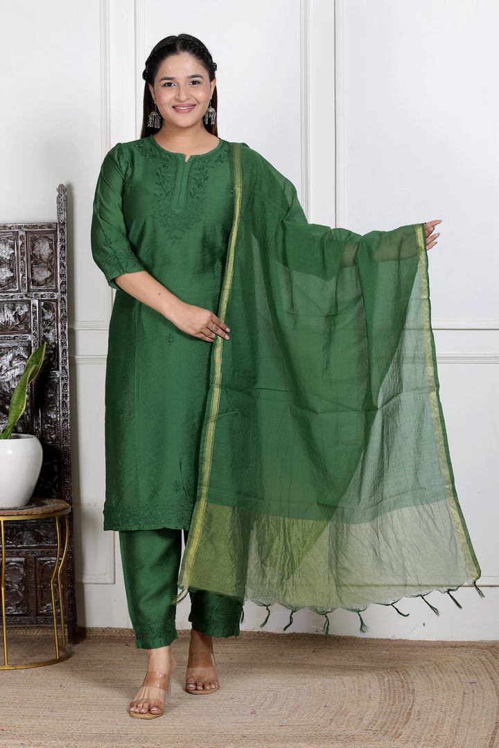 Shaina Chanderi Chikankari 3 Piece Set