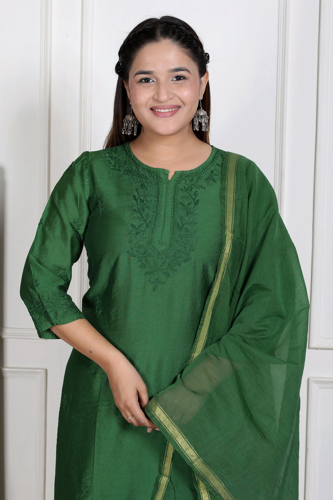 Shaina Chanderi Chikankari 3 Piece Set