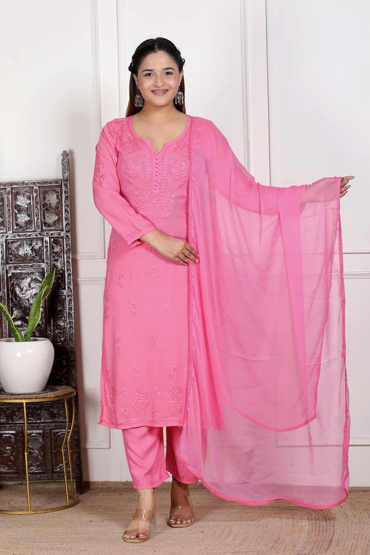 Suhani Modal chikankari dress with Dupatta
