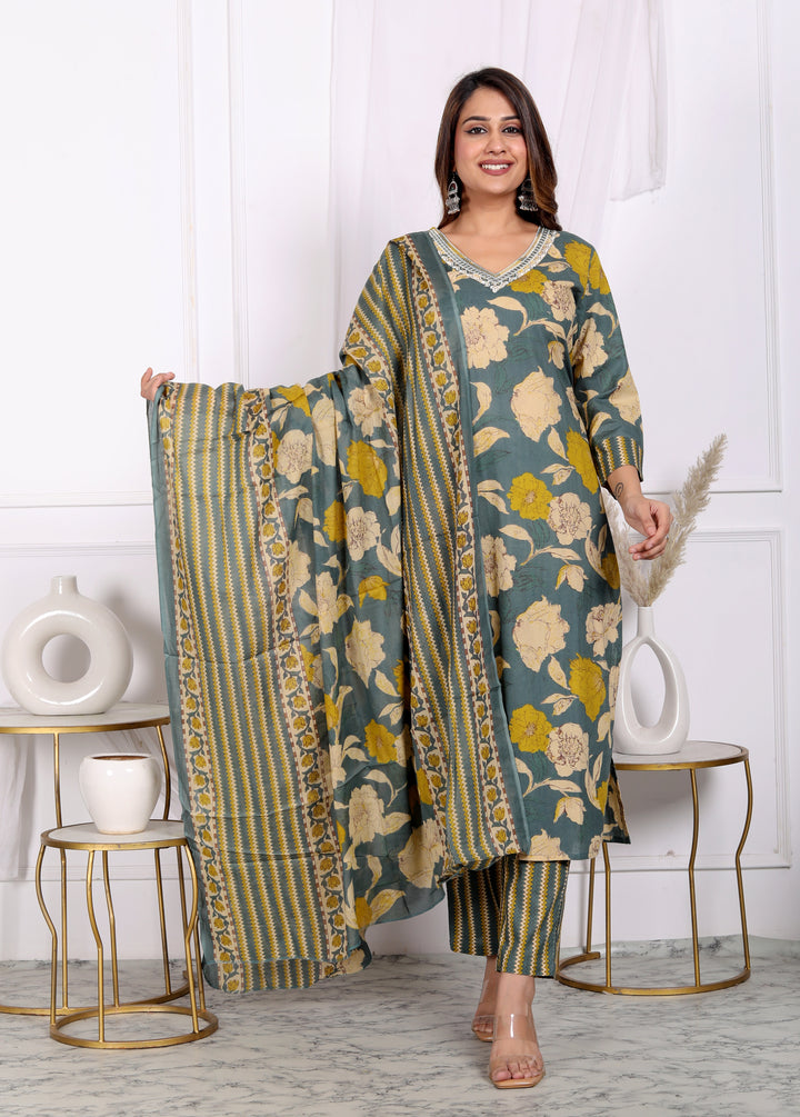 SUNAINA COTTON PRINTED DUPATTA SET