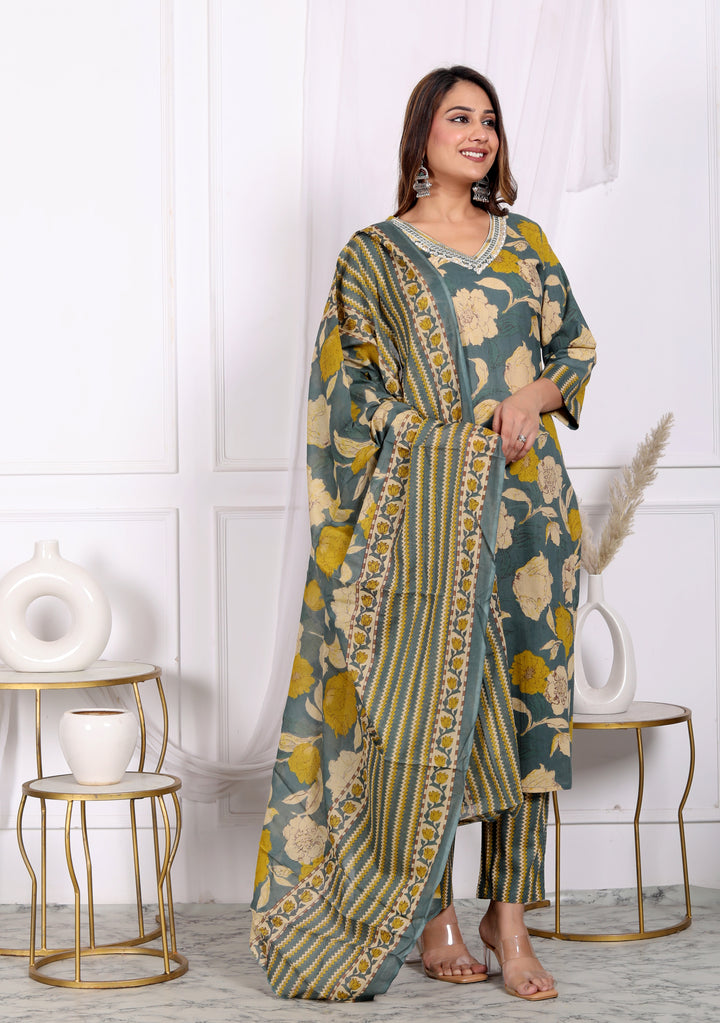 SUNAINA COTTON PRINTED DUPATTA SET