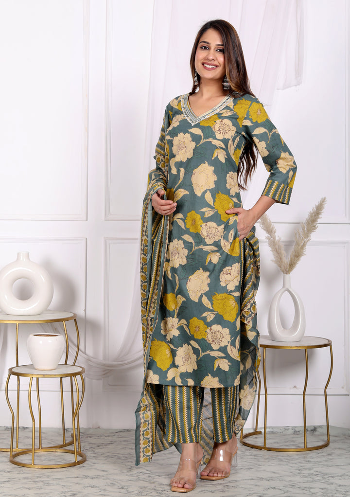 SUNAINA COTTON PRINTED DUPATTA SET