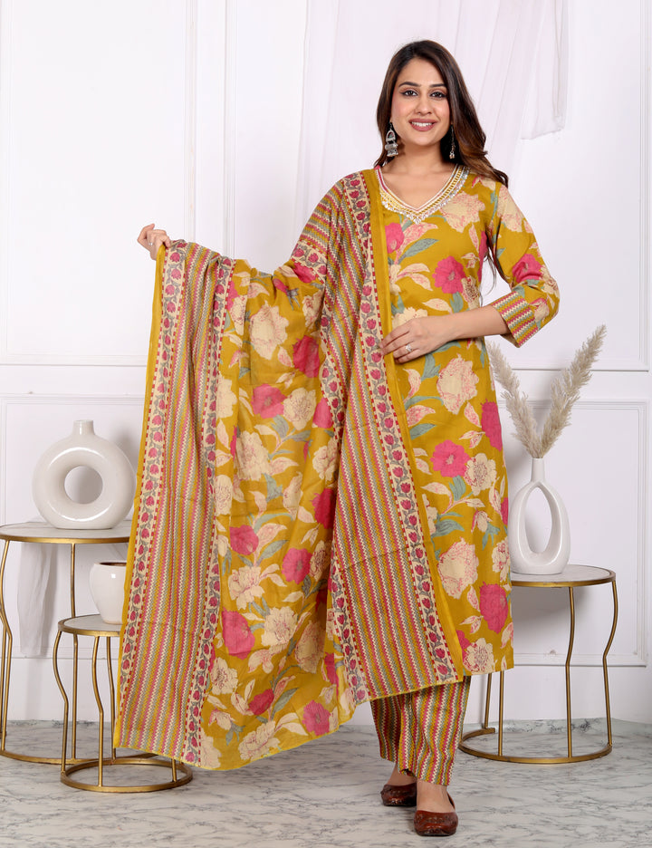 SUNAINA COTTON PRINTED DUPATTA SET