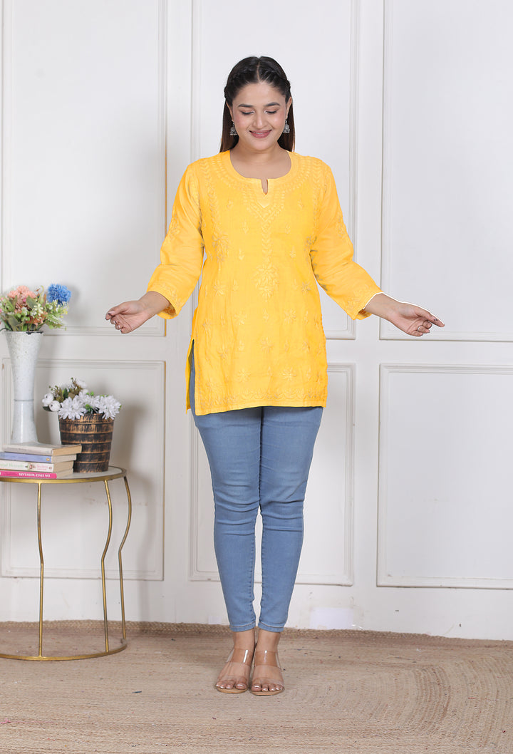 Haniya Cotton Chikankari Short Kurti
