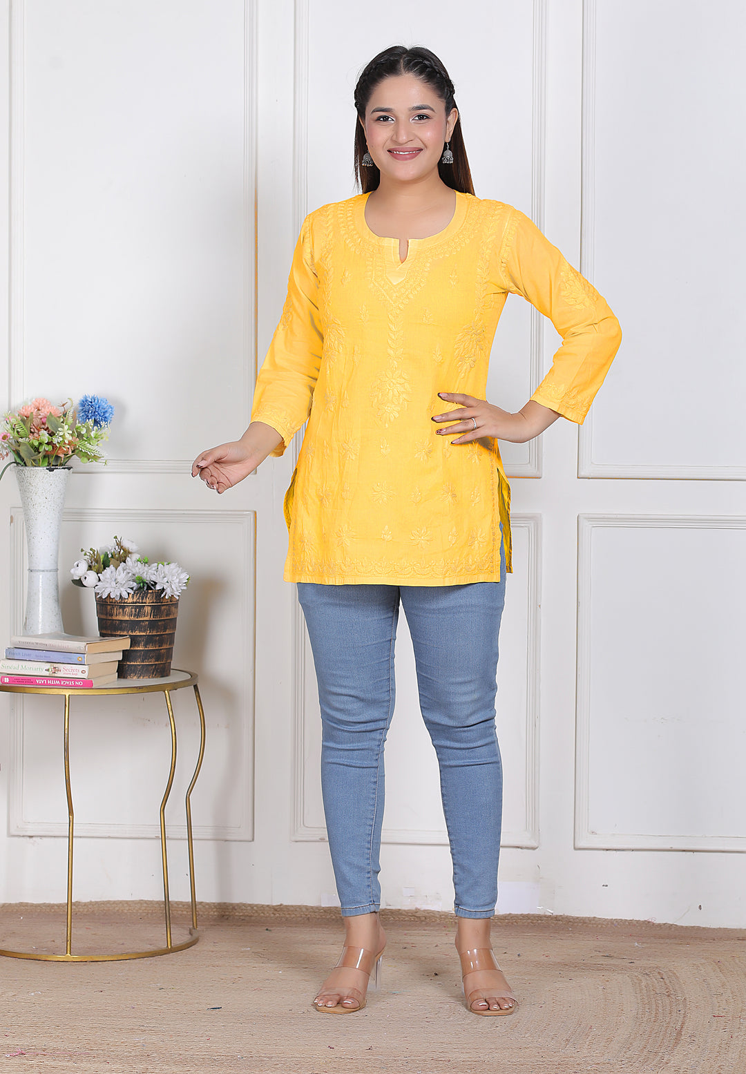 Haniya Cotton Chikankari Short Kurti