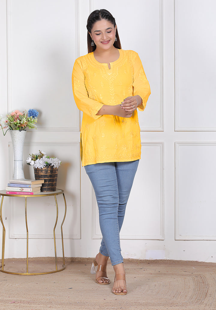 Haniya Cotton Chikankari Short Kurti