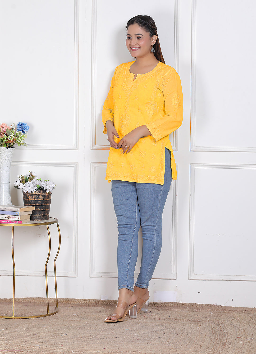 Haniya Cotton Chikankari Short Kurti