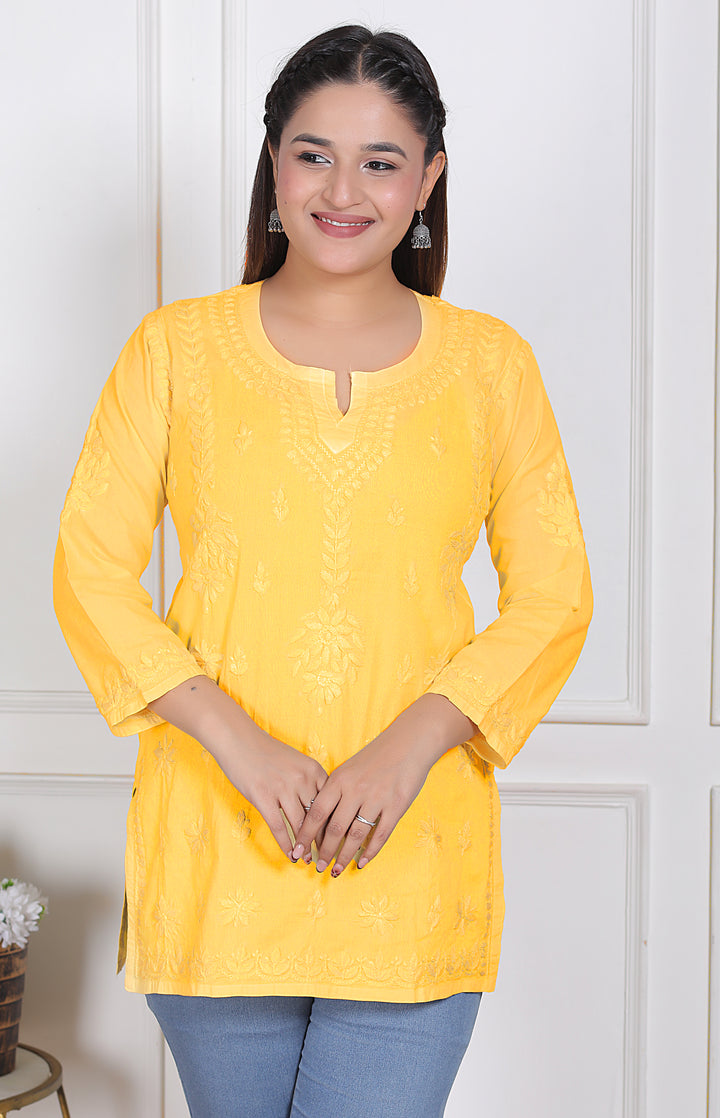 Haniya Cotton Chikankari Short Kurti