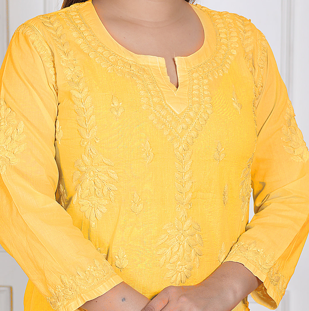 Haniya Cotton Chikankari Short Kurti