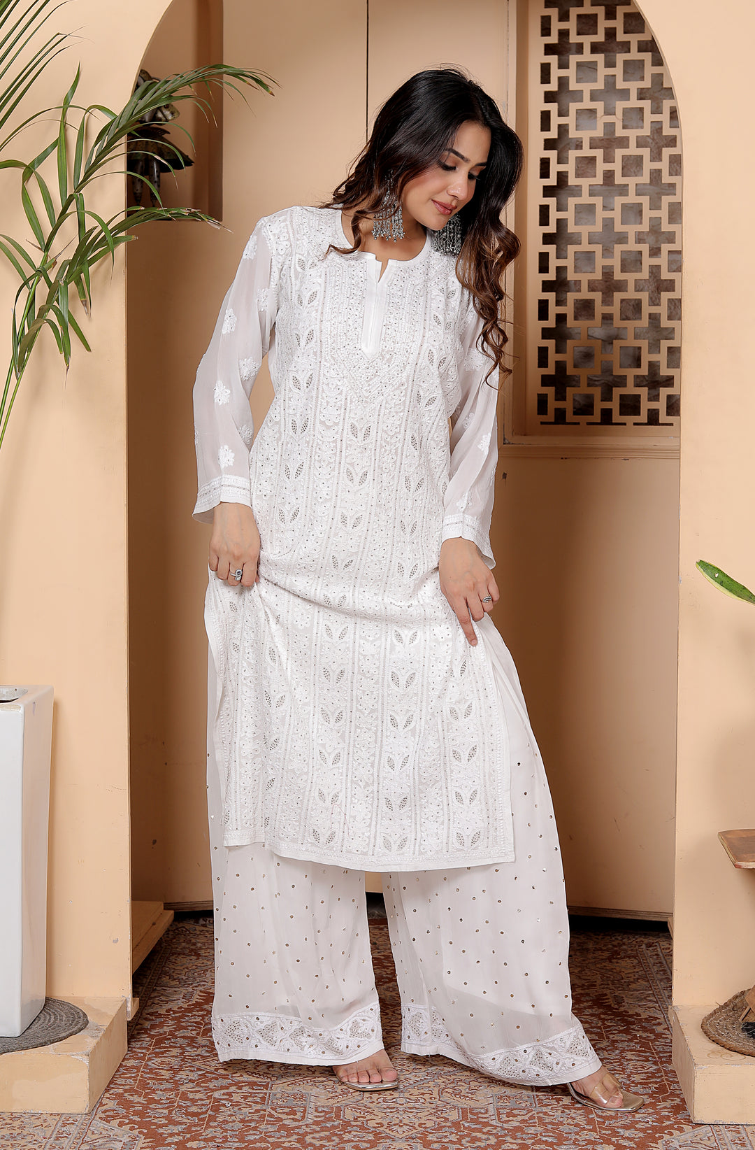 Saba Viscose chikankari Long Kurti