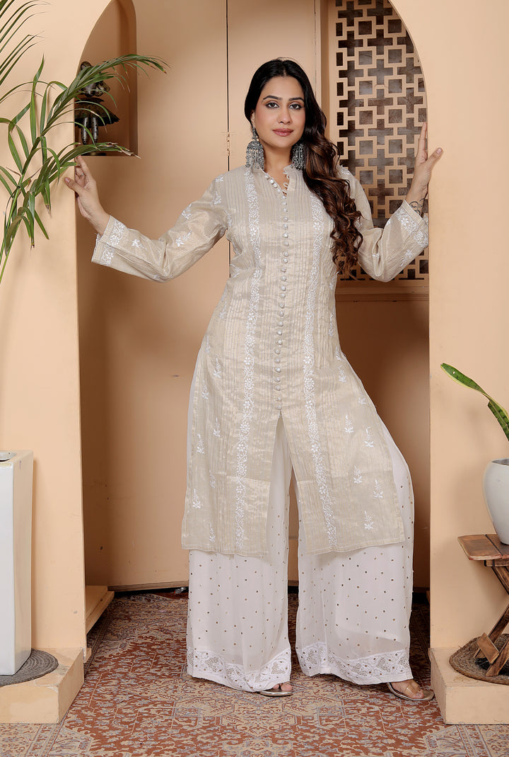 Barkha Tissue Chikankari Long Kurti