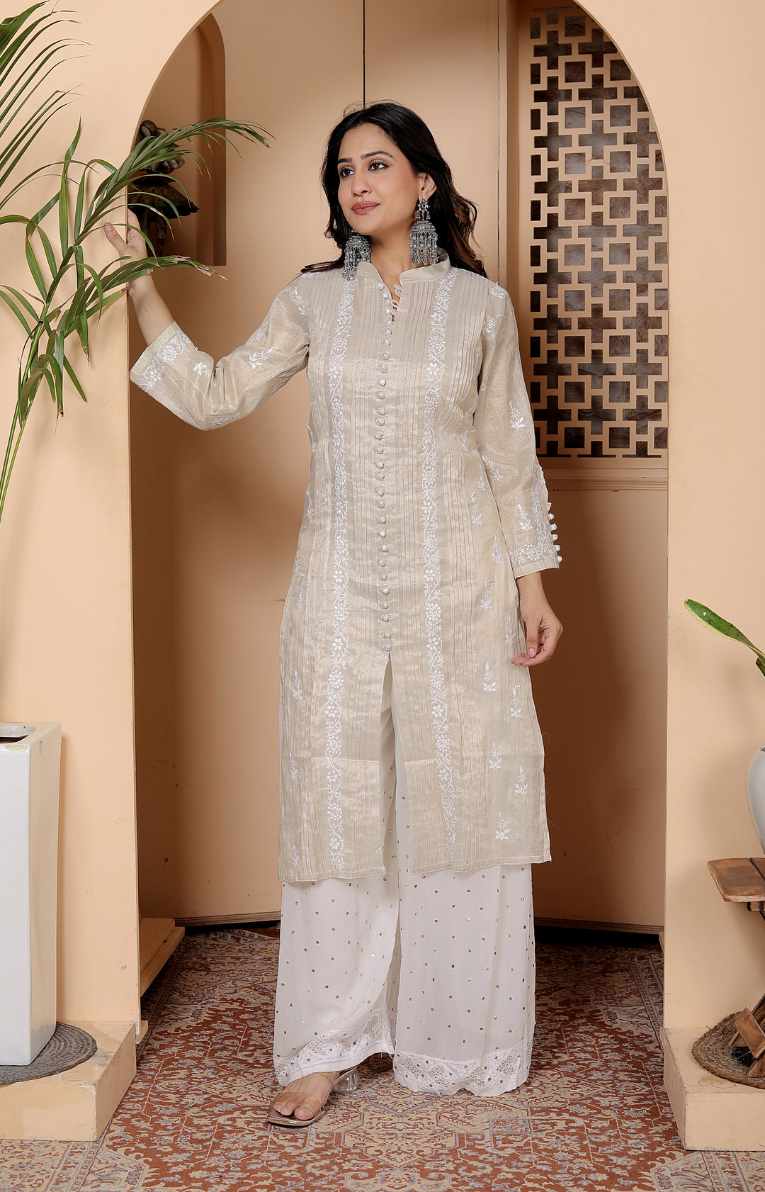 Barkha Tissue Chikankari Long Kurti