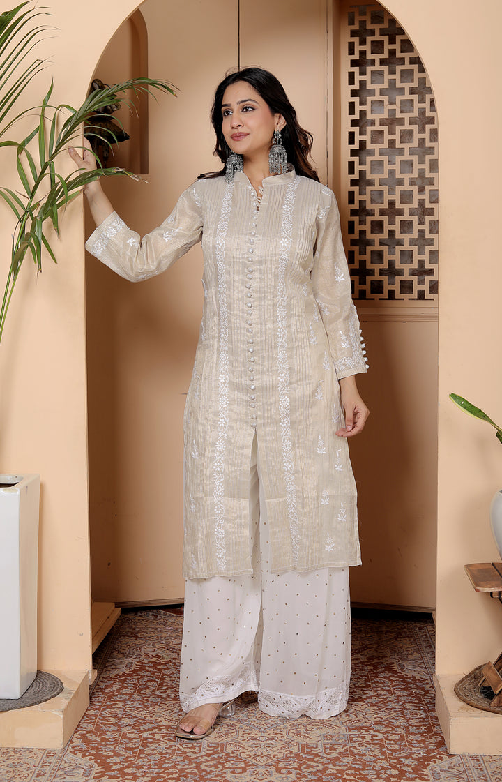 Barkha Tissue Chikankari Long Kurti
