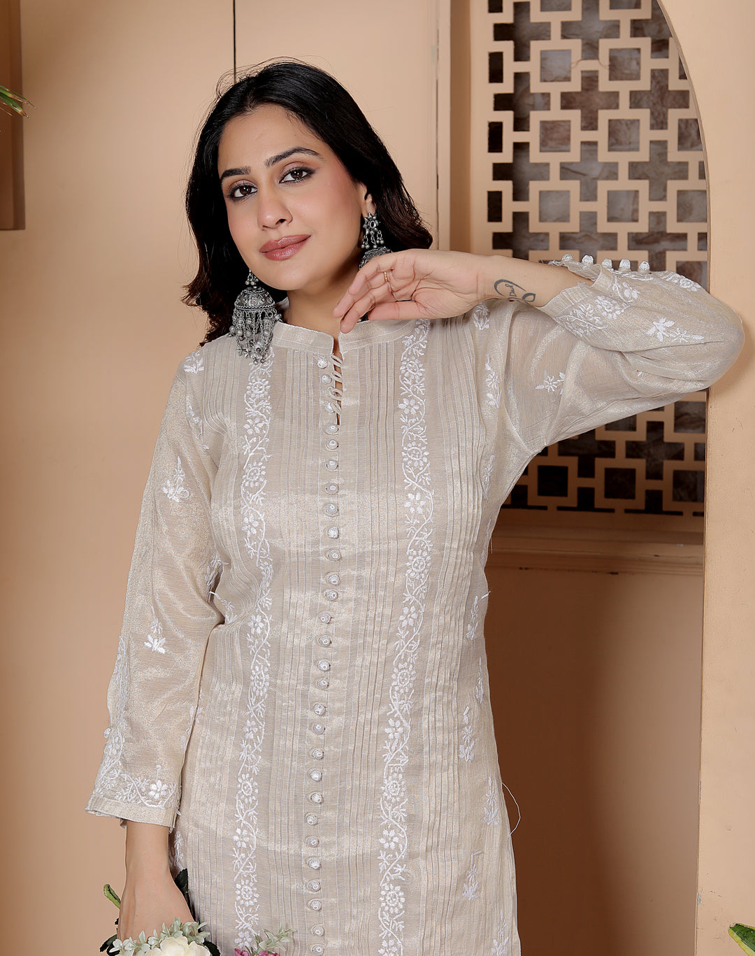 Barkha Tissue Chikankari Long Kurti