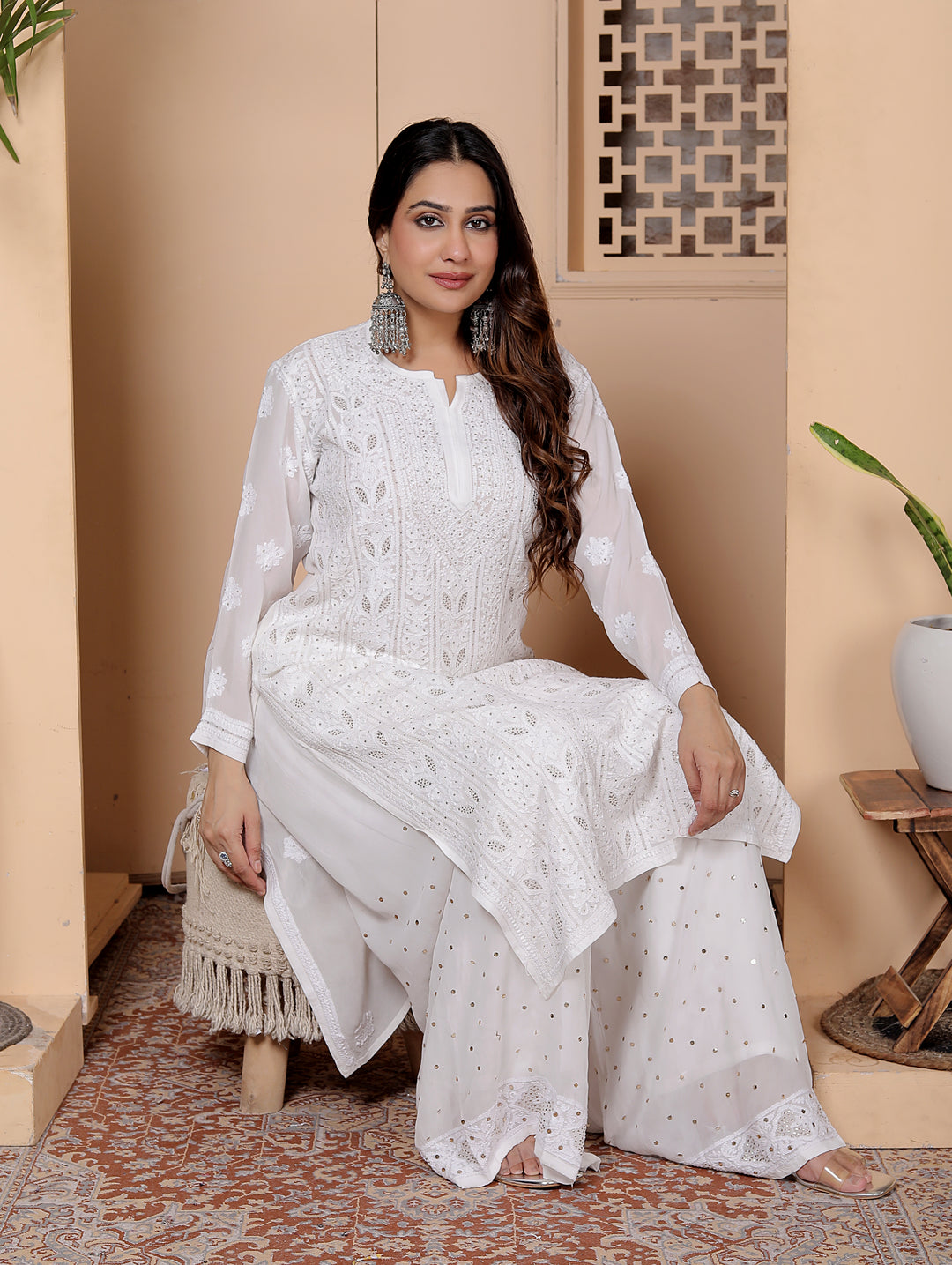 Saba Viscose chikankari Long Kurti